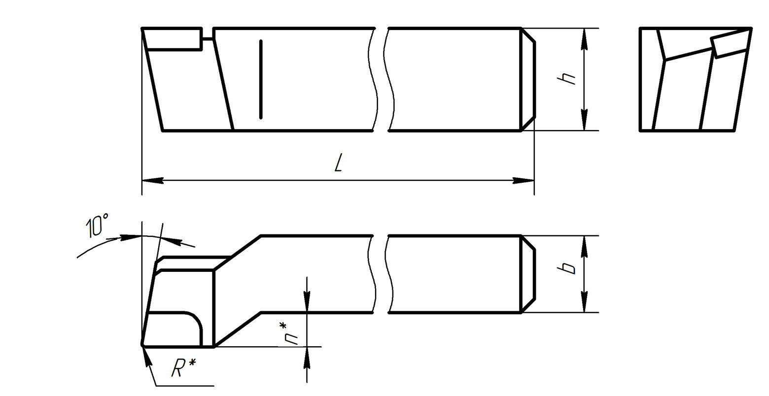 Проходной отогнутый резец чертеж