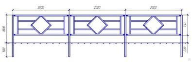 Ограждение пешеходное сварное размером 1500х1750 мм стойки 40х40 мм фото