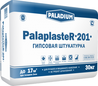 Штукатурка гипсовая PalaplasteR-201 (Белая) (30 кг) Paladium