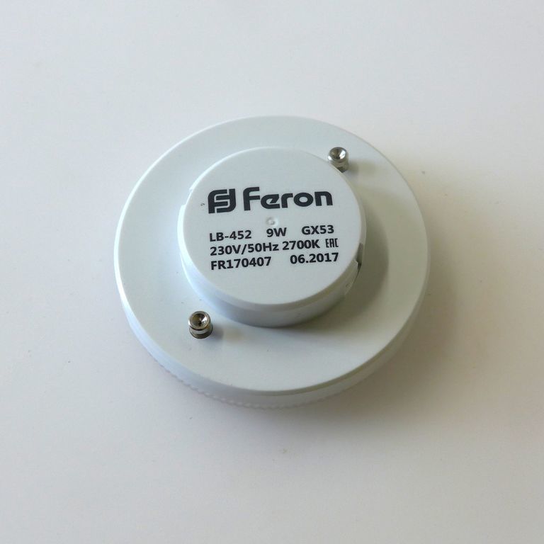 Лампа светодиодная LED 9вт GX53 белый таблетка Feron