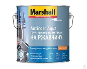 Грунт-эмаль по металлу на ржавчину на водной основе 2 л Marshall Anticorr Aqua BW