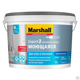 Краска воднодисперсионная для стен и потолков глубокоматовая Marshall Export-2 