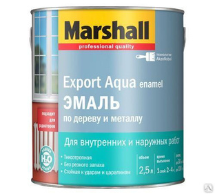 Эмаль на водной основе для дерева и металла белая глянцевая 2,5 л Marshall Export Aqua 
