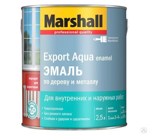 Эмаль на водной основе для дерева и металла белая глянцевая 2,5 л Marshall Export Aqua