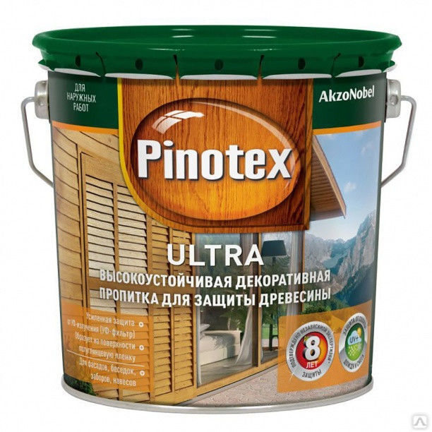 Пропитка Pinotex Ultra декоративно-защитная для древесины калужница 0,9 л