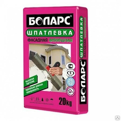 Шпатлевка цементная Фасадная Финишная белая БОЛАРС 20 кг