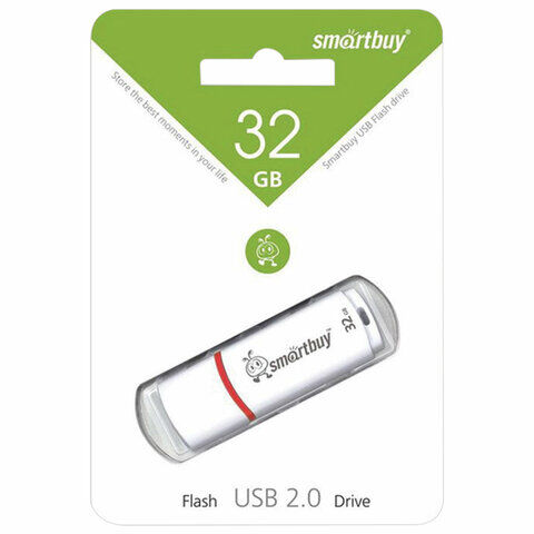 Флеш-диск 32 GB, SMARTBUY Crown, USB 2.0, белый, SB32GBCRW-W, арт. с 512185