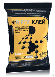 Клей для обоев BIPOL Флизелин универсальный – 400 г (8л,60м.кв.) 