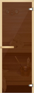 Дверь для сауны и бани АКМА Aspen M 6х18 (бронза, 8 мм, коробка осина, арт. #1