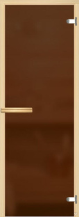 Дверь для сауны и бани АКМА Aspen M 6х18 (матовая бронза, 8 мм, коробка оси #1