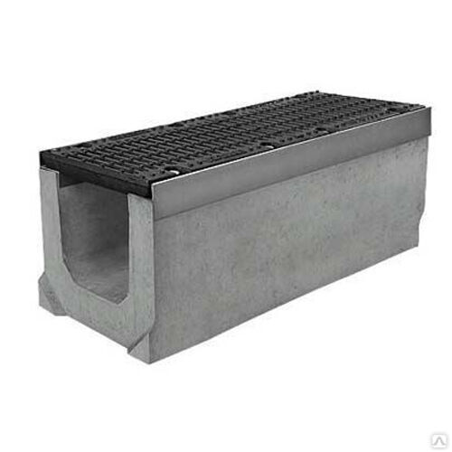 Лоток водоотводный бетонный DN150 с оцинкованной насадкой 1000х215х100 мм B