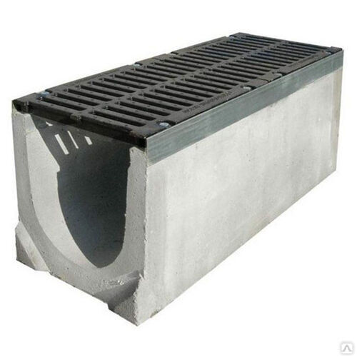 Лоток водоотводный бетонный DN150 с чугунной насадкой 1000х250х415 мм BGZ-S