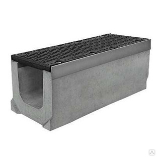 Лоток водоотводный бетонный DN200 с чугунной насадкой 1000х300х295 мм BGZ-S 