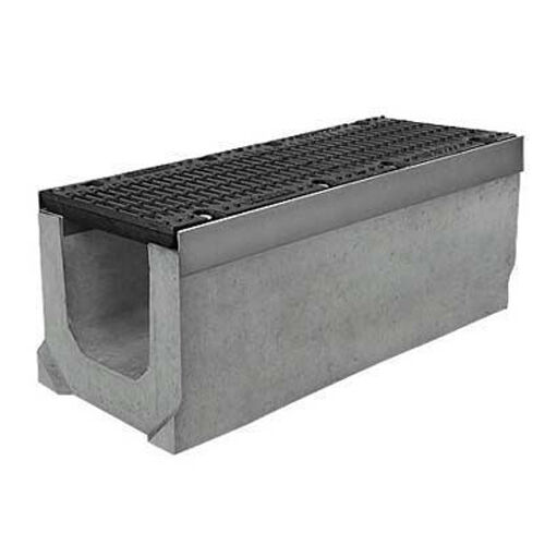 Лоток водоотводный бетонный DN200 с оцинкованной насадкой 1000х265х100 мм BG