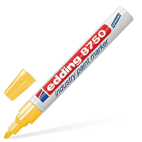 Маркер-краска лаковый (paint marker) EDDING 8750, ЖЕЛТЫЙ, 2-4 мм, круглый н