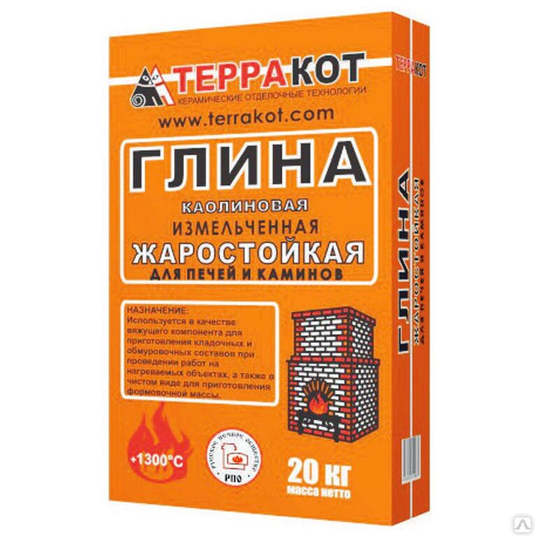 Глина каолиновая жаростойкая 20 кг Терракот *1/56 купить от 327.54 руб ...