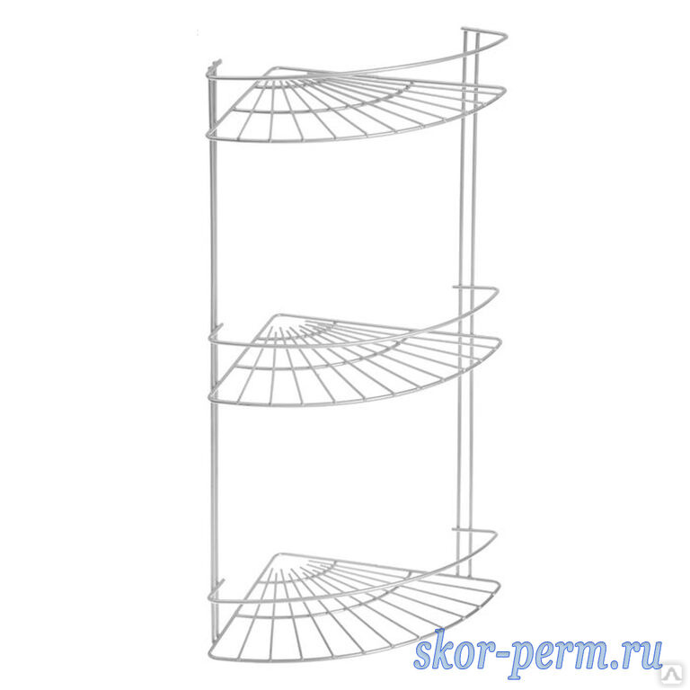 Полка трехъярусная пластиковая угловая