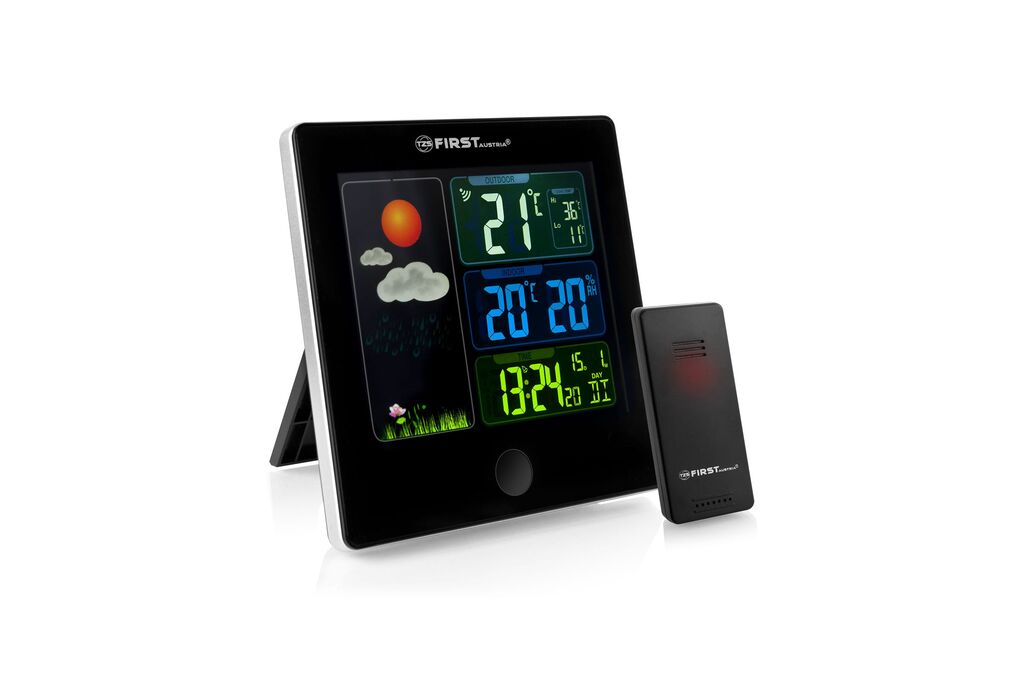 Часы -метеостанция беспроводной датчик, комнатная и уличная температура, влажность, давление, будильник FIRST FA-2460-5-