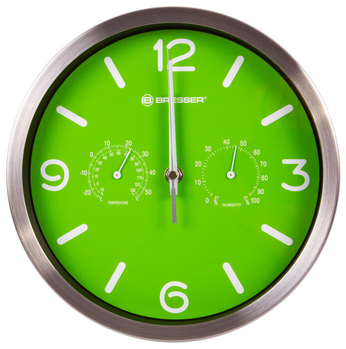 Bresser MyTime ND DCF Thermo/Hygro, 25 см, зеленые проекционные часы