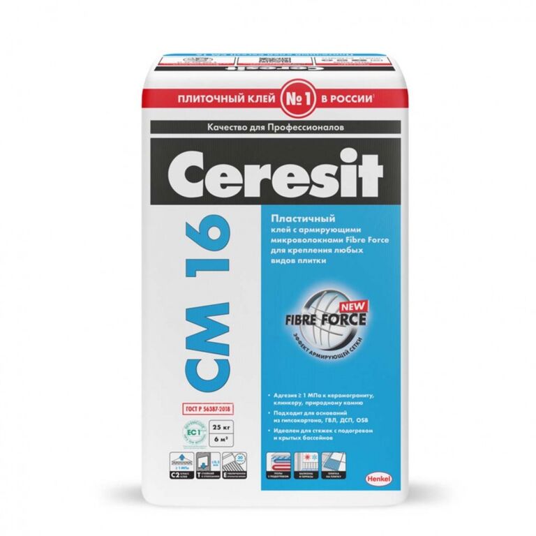 Плиточный клей Ceresit CM 16 Flex серый 25 кг