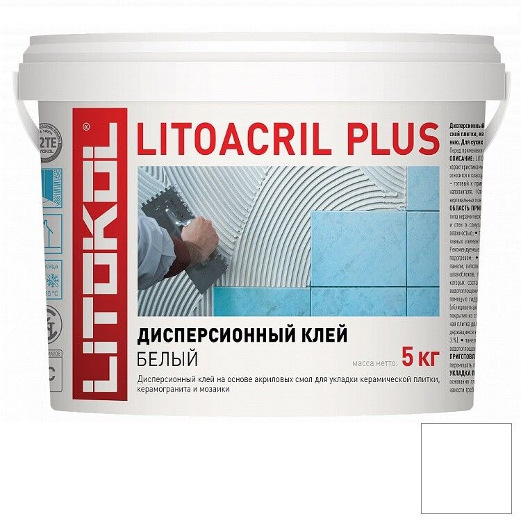 Клей Litokol Litoacril Plus для плитки белый 5 кг