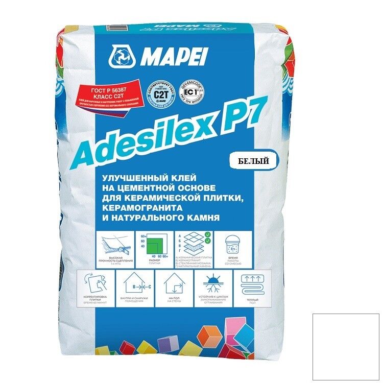Клей Mapei Adesilex P7 для плитки и камня белый 25 кг