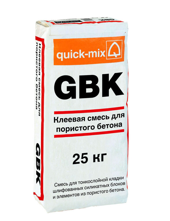 Тонкошовная кладочная смесь для ячеистого бетона GBK Quick-mix, 25 кг