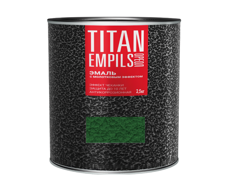 Эмаль с молотковым эффектом алкидно-стирольная TITAN зеленая 2,5 кг