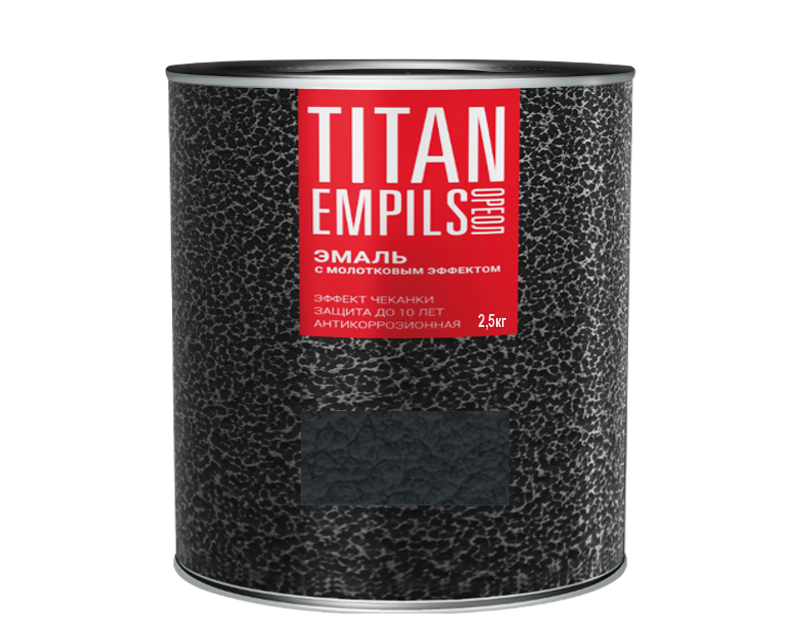 Эмаль с молотковым эффектом алкидно-стирольная TITAN черная 2,5 кг