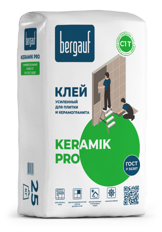 Клей Бергауф для керамики KERAMIK PRO 25 кг мешок