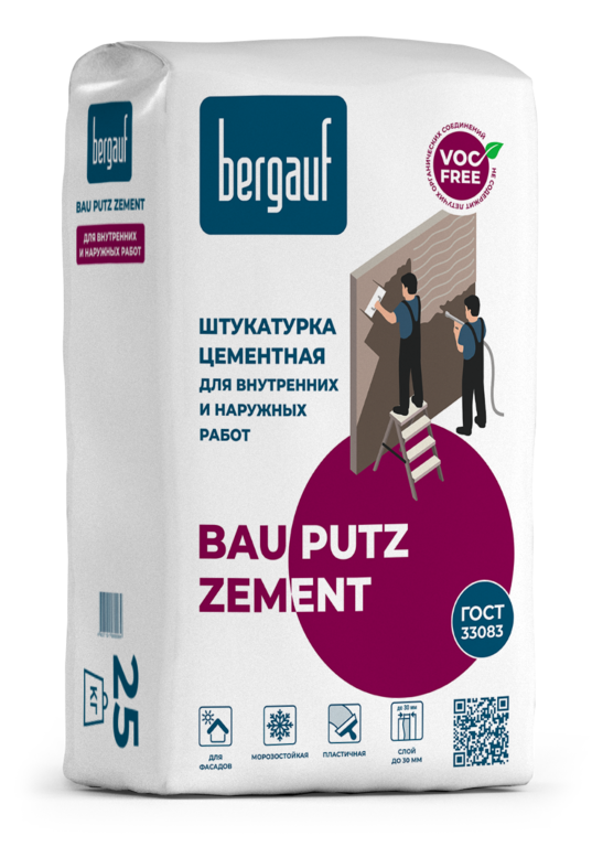 Штукатурка цементная Bau Putz Zement 25 кг для фасадов