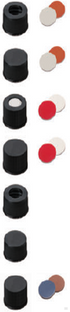 Крышка для виалей N 13 1,5 мм, черная, глухая, септа ьелый силикон / красный ПТФЭ 