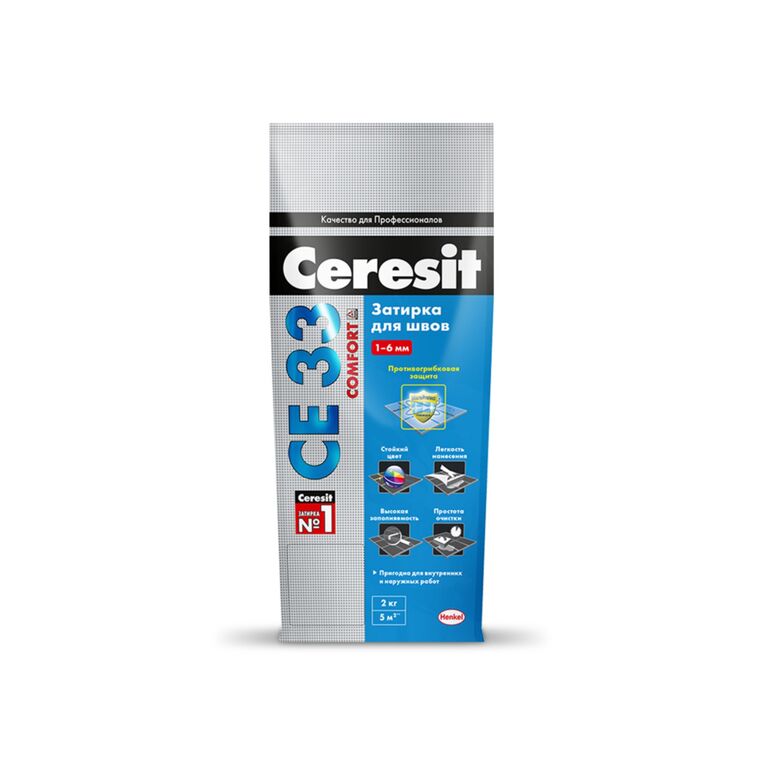 Затирка Ceresit СЕ-33 Comfort Светло-коричневый 55 2,0 кг для узких швов 2,0 - 6,0 мм
