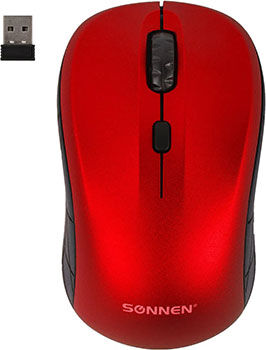 Мышь беспроводная Sonnen V-111 USB 800/1200/1600 dpi 4 кнопки оптическая красная 513520