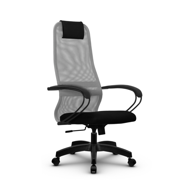 Кресло офисное Метта SU-BP-8 (св.серый/черный), пятилучие PL