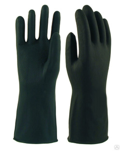 Перчатки КЩС тип 1 размер 3; защита от кислот и щелочей, конц. до 70 %, для грубых работ 