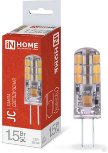 Лампа светодиодная LED-JC 1.5Вт 12В G4 4000К 150Лм IN HOME 