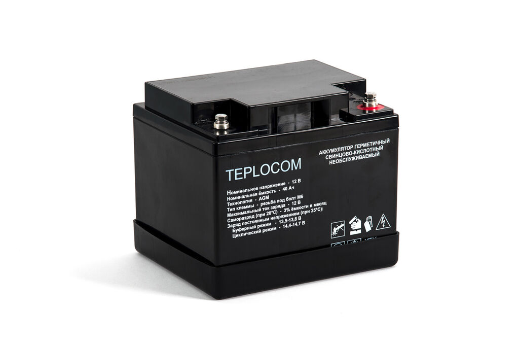 Аккумулятор для ИБП котла 40 А*ч Teplocom свинцово-кислотный, 12В