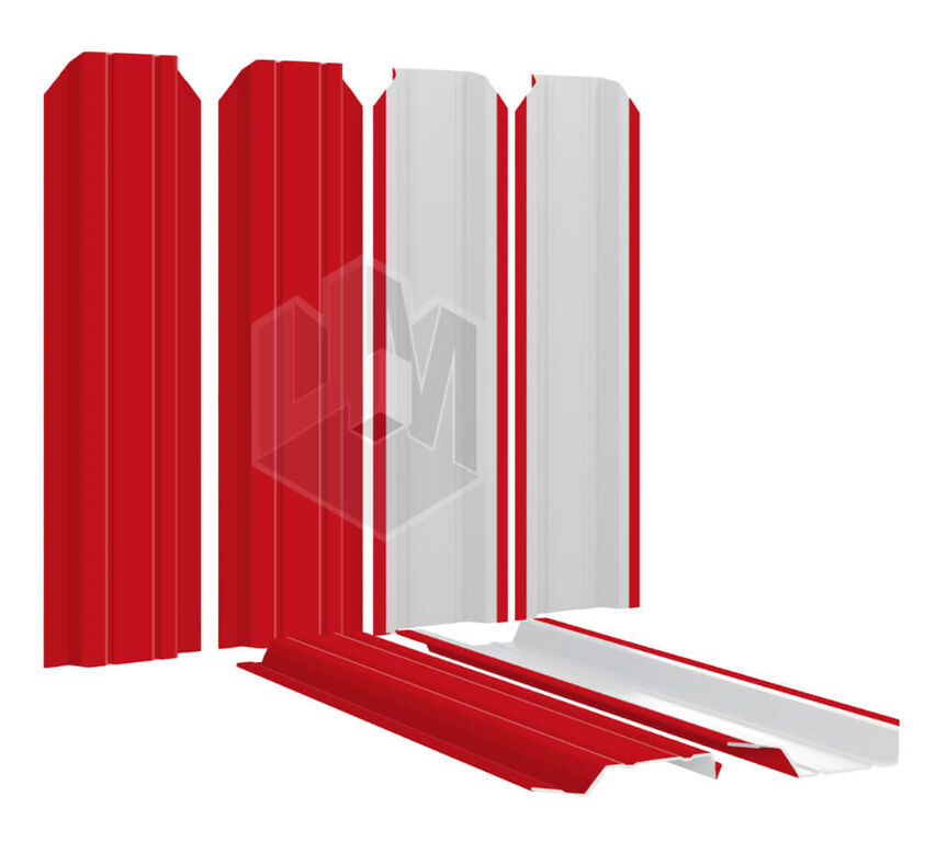 Штакетник для забора Узкий RAL3020 Красный высота 1,7 метра