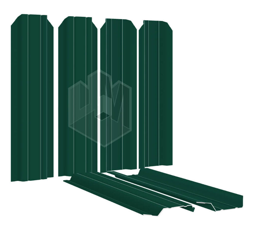Штакетник металлический Узкий 85 мм RAL6005/6005 Зеленый мох 2-х сторонний