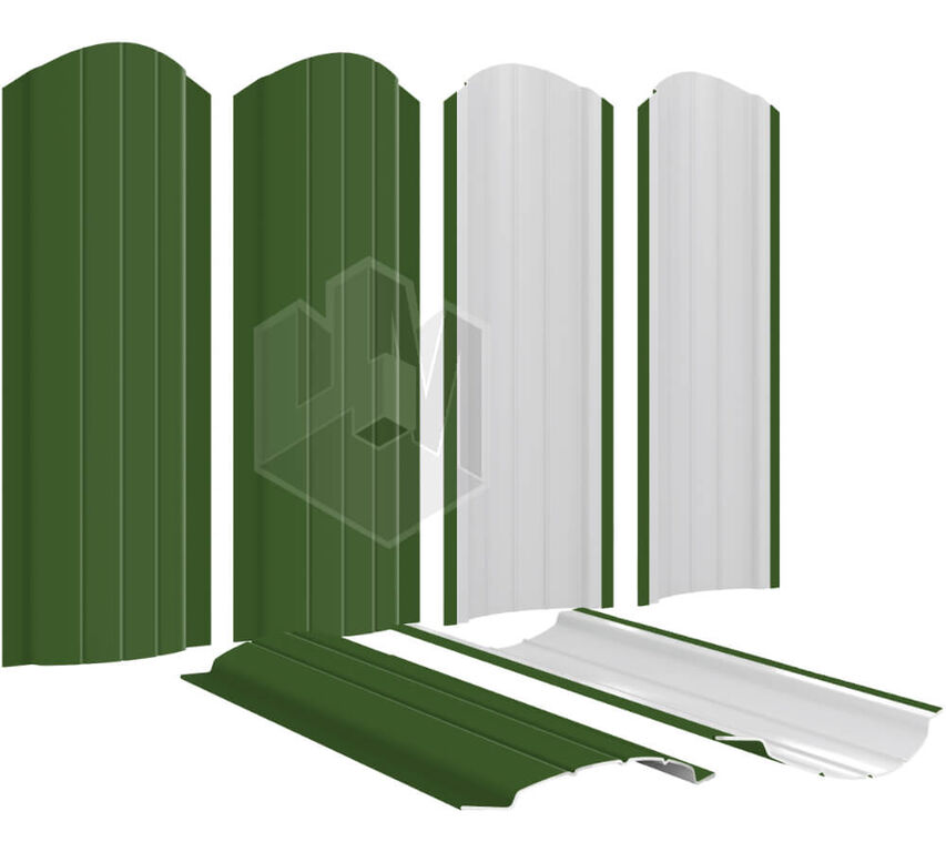 Штакетник для забора Полукруглый 110 мм RAL6002 Зеленый лист высота 1,5 метра