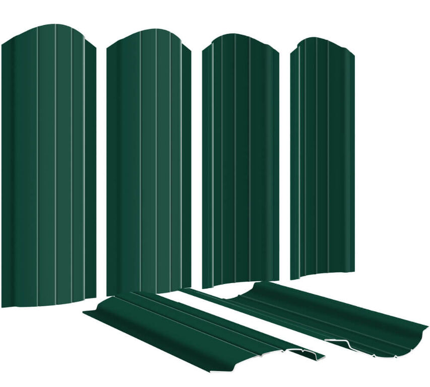 Штакетник металлический Полукруглый 110 мм RAL6005/6005 Зеленый мох 2-х сторонний