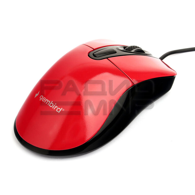 Мышь компьютерная "Gembird" MOP-415-R, USB, 3кн.+колесо кнопка, 2400DPI, кабель 1,4м (красный) 3