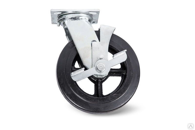 Колесо большегрузное поворотное с тормозом обрезиненое TOR (SCdb 55) 125мм