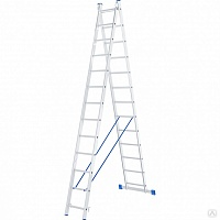 Лестница алюминиевая 2х13 ступеней Сибртех
