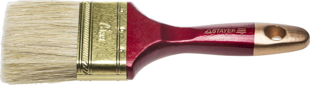 Кисть плоская PROFESSIONAL STAYER Universal 75 мм, 3″ светлая натуральная щетина, деревянная ручка (0104-075)