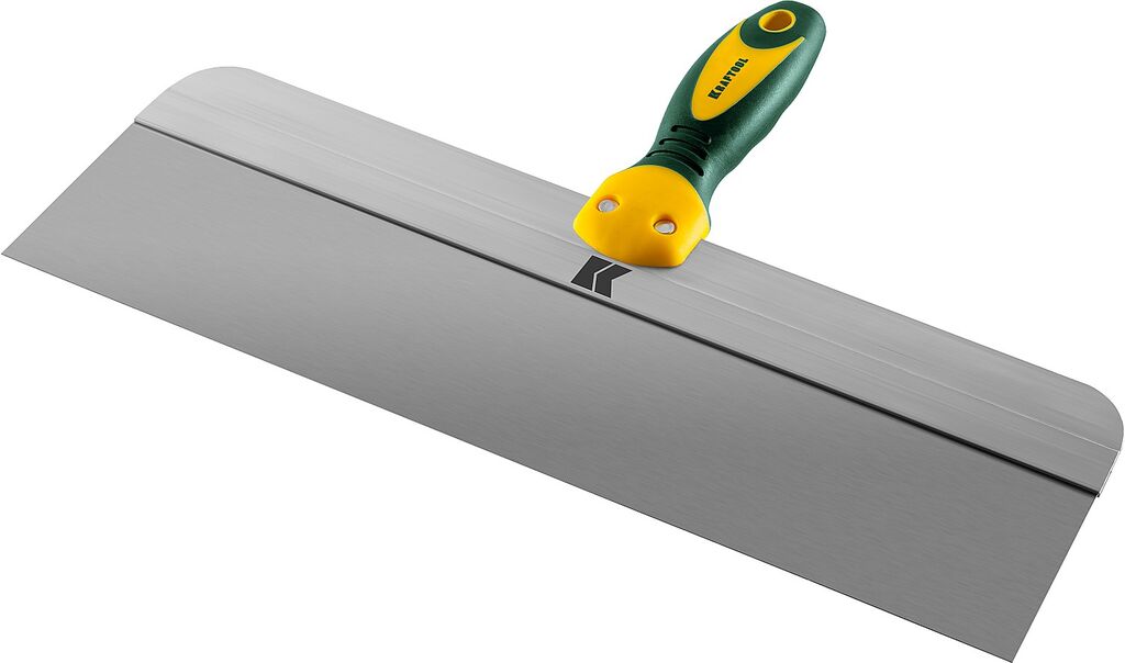 KRAFTOOL 400 мм, широкое полотно алюминиевая направляющая двухкомпонентная ручка, нержавеющий, Фасадный шпатель (10036-4