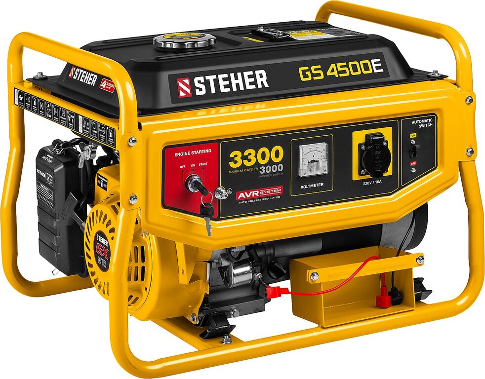 STEHER 3300 Вт, бензиновый генератор с электростартером (GS-4500E) GS-4500Е
