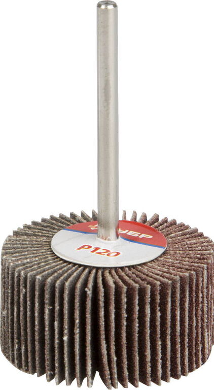 Круг шлифовальный 30x15 мм, P120, лепестковый, на шпильке d 3.2 мм d ЗУБР
