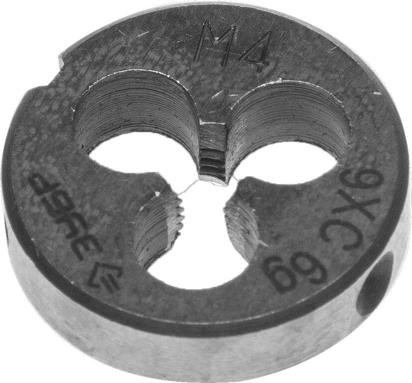 ЗУБР М4 x 0.7 мм, сталь 9ХС, плашка круглая ручная (4-28022-04-0.7) Зубр